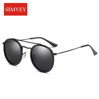 simvey womens fashion brand designer vintage round metal frame sunglasses retro polarized double bridge circle sunglasses