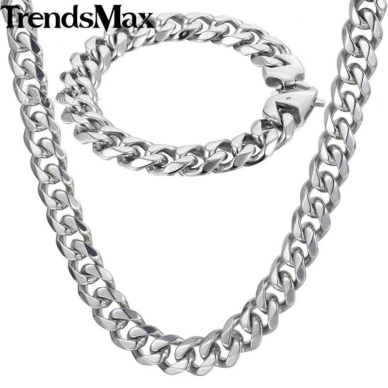 Комплект ювелирных украшений Trendsmax мужское ожерелье браслет из нержавеющей