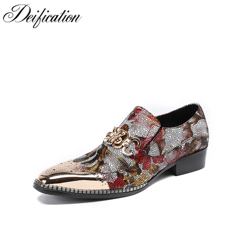 Deification/модные свадебные туфли с цветочным принтом Zapatos Hombre Мужские модельные