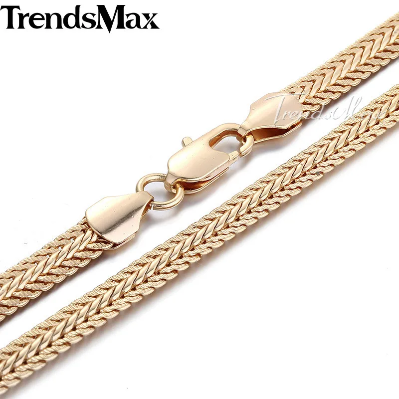 Trendsmax 585 золотое ожерелье для мужчин, цепочка со змеиным звеном, мужские Модные ювелирные изделия 6 мм GNM29