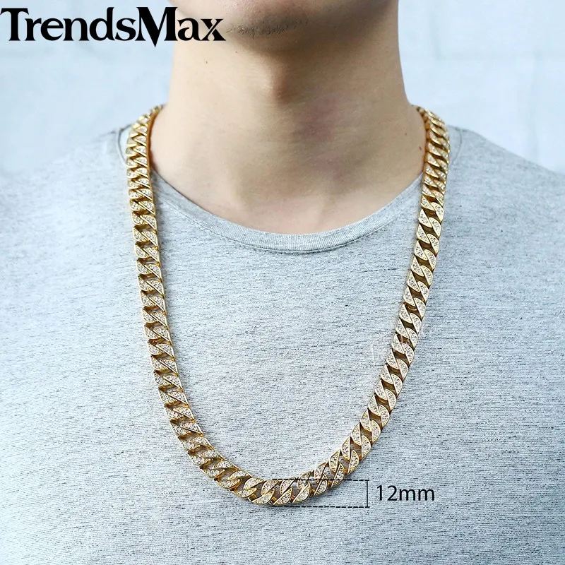 Набор украшений Trendsmax из кубинской цепи Майами с фианитами мужское ожерелье
