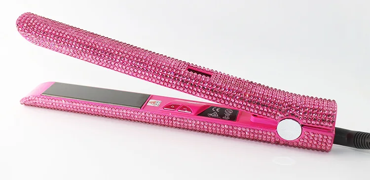Розовый Кристалл bling плоский утюжок выпрямитель для волос с сверкающим бриллиантом горный хрусталь Новинка Горячая Распродажа быстрый нагрев волос Утюг - Цвет: Розовый