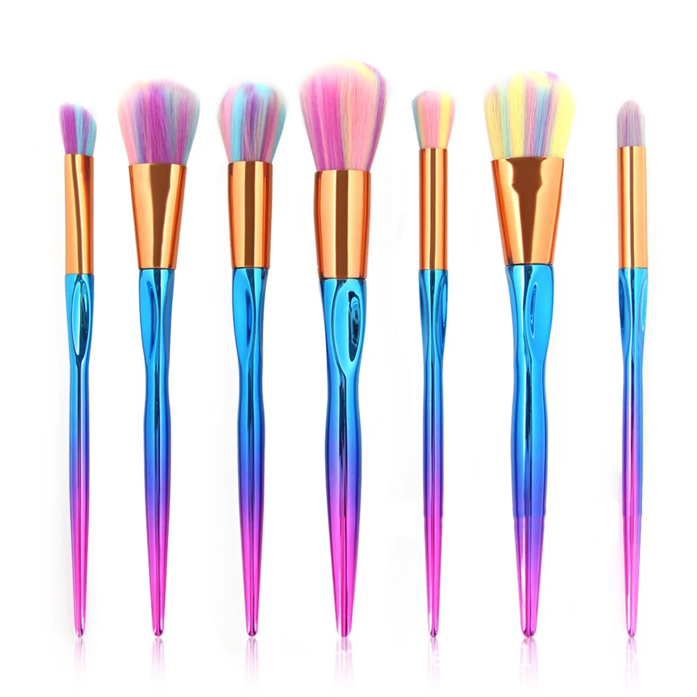7 шт./компл. Макияж Расчёски для волос Радуга Цвет Тени век Смешивание Основа