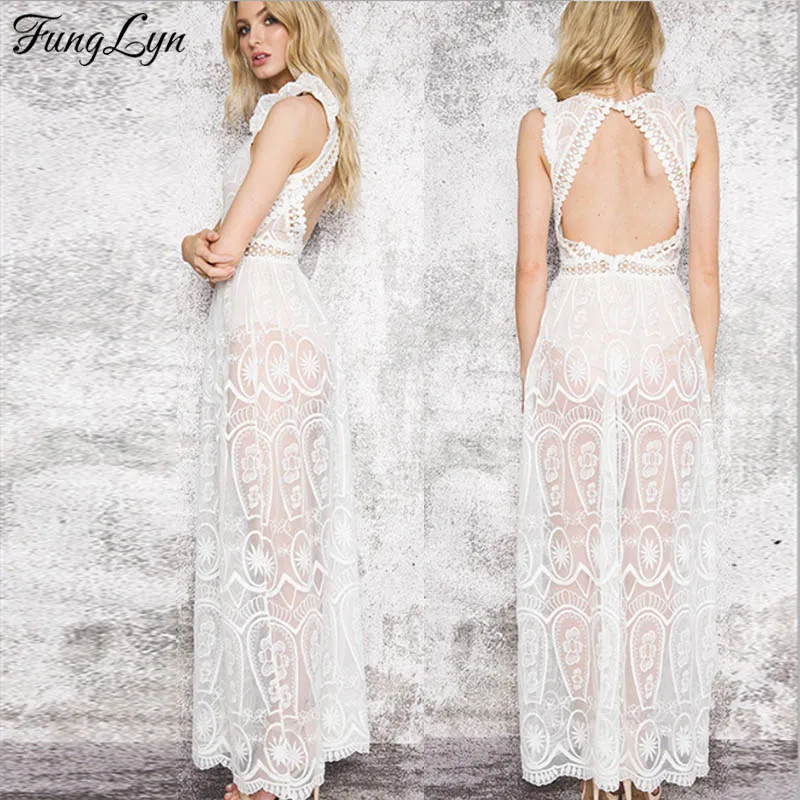 FLD037 кружевное винтажное богемное Макси платье женское сексуальное Элегантное