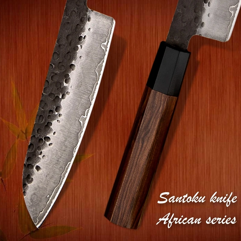 Ручной работы Santoku нож 7 дюймов 3 слоя японский AUS10 высокоуглеродное лезвие шеф-повара кухонные ножи профессиональные инструменты для приготовления пищи
