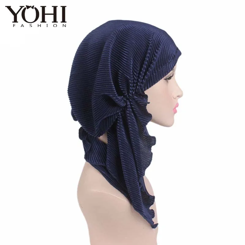 

New Fashion women ruffle headscarf Chemo Hat Turban Head Scarves Pre-Tied Headwear turban Bandana Tichel for Cancer Turbante