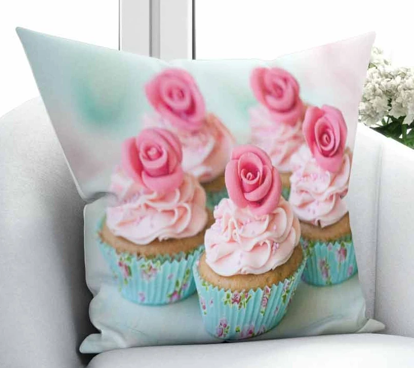 

Else Blue Cup Cakes Pink Roses Cream Candy Sweets 3D Print Chair Throw Pillow Case Cushion Cover Square Hidden Zipper 45x45cm