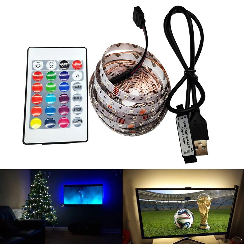 3528 5V USB Порты и разъёмы Мощность RGB Светодиодные ленты не Водонепроницаемый