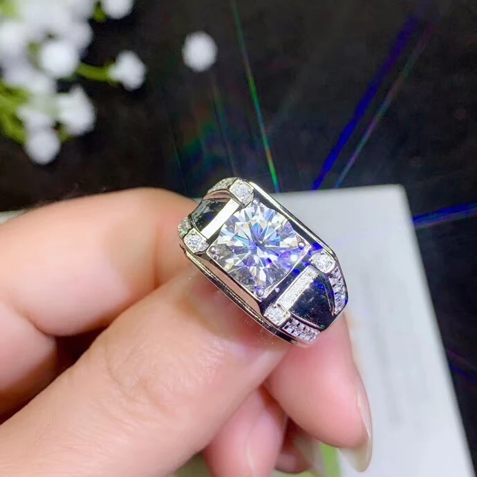 Мужское кольцо с Мозамбикским бриллиантом 2 0 карат|Кольца| |