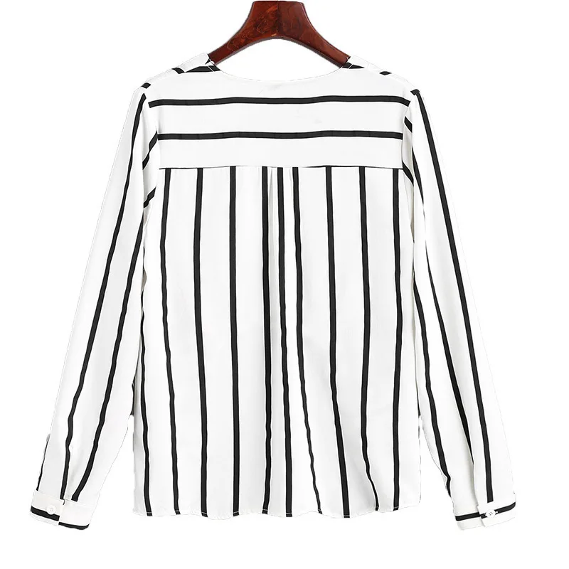 Новинка 2018, женские блузки, рубашка, женские повседневные свободные полосатые шифоновые блузки с длинным рукавом, повседневные блузки от AliExpress WW