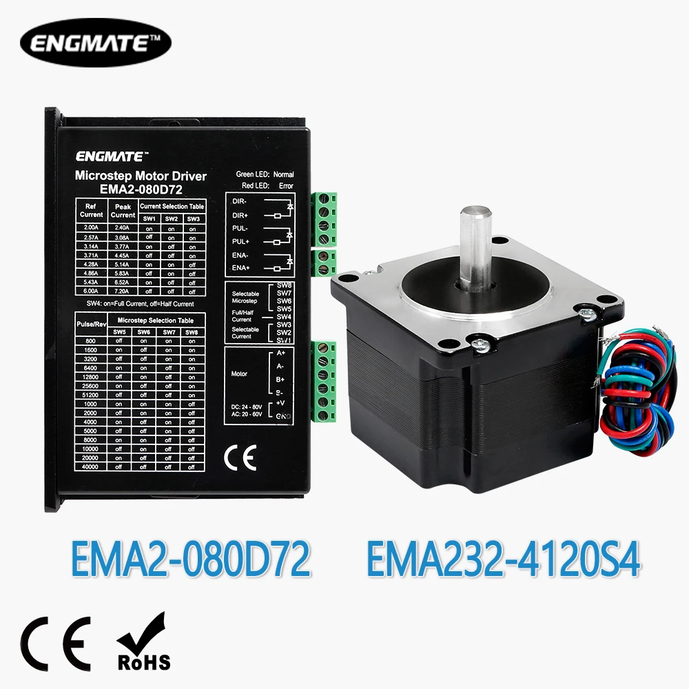 ENGMATE ЧПУ Плата Контроллер Шагового Драйвера EMA2 080D72 2.4A 7.2A + EMA232 4120S4 Шаговый