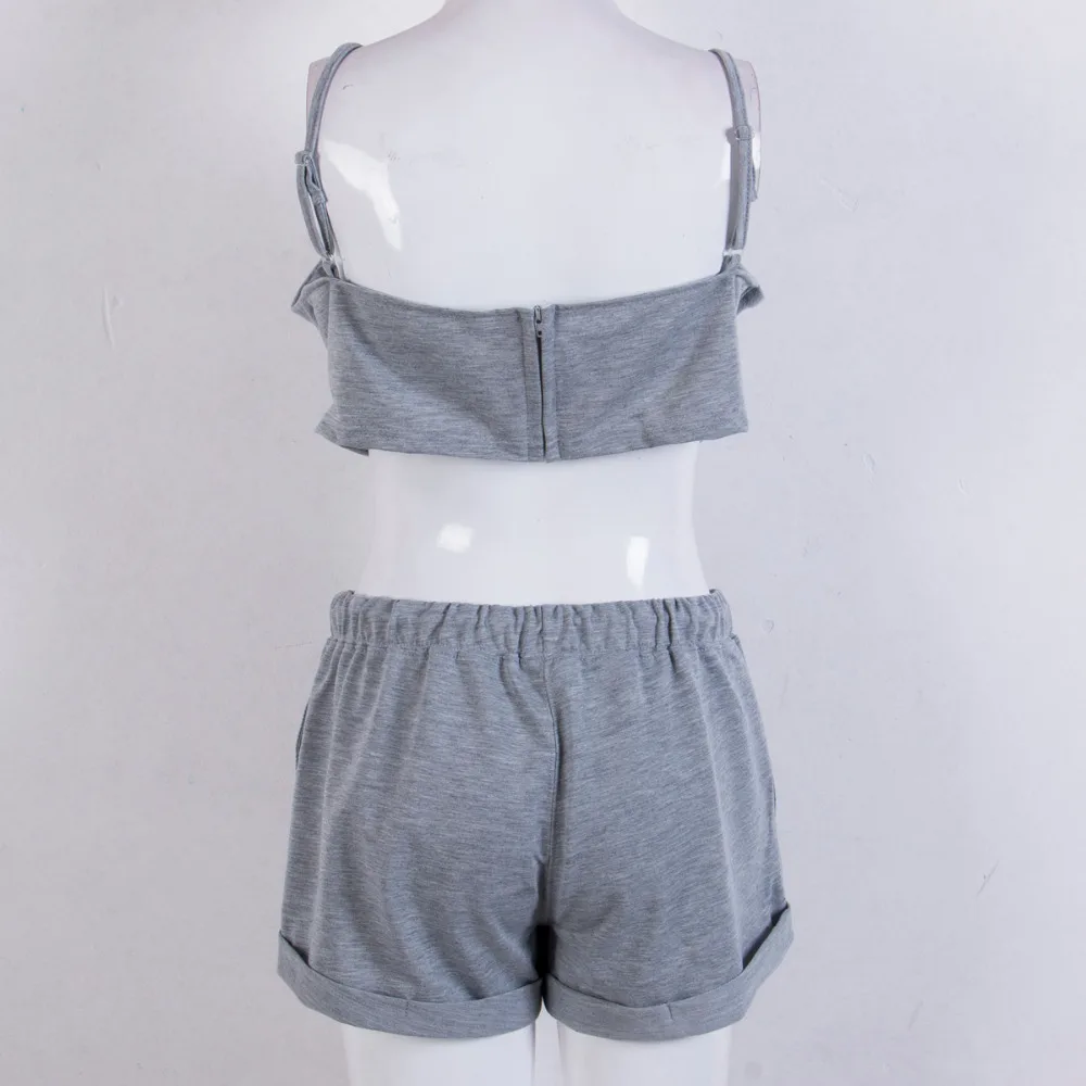 Комплект из 2 предметов короткий жилет одежда для сна серый топ без рукавов и