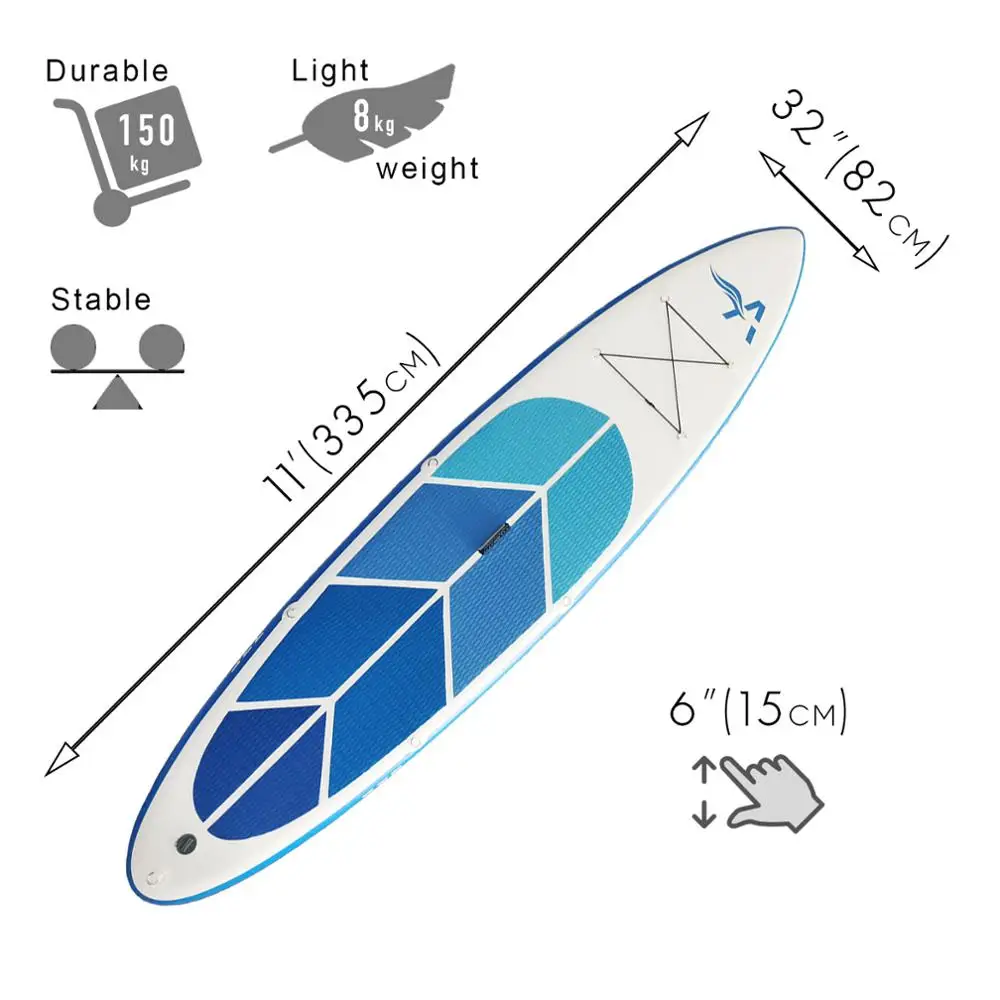 AERO 11 'синий океан iSUP надувной стенд весло доска Sup для серфинга (335x82x15 см)|Серфинг|