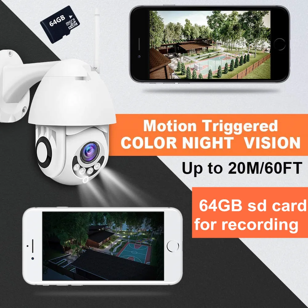Wifi IP Camera wireless security Mini PTZ cameras outdoor audio video surveillance pan tilt 5x zoom dome IR network ip cam SD |