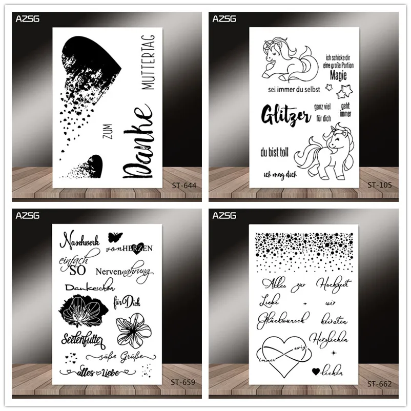 AZSG немецкий стиль разбитое сердце Единорог чистые штампы для DIY Скрапбукинг/фото