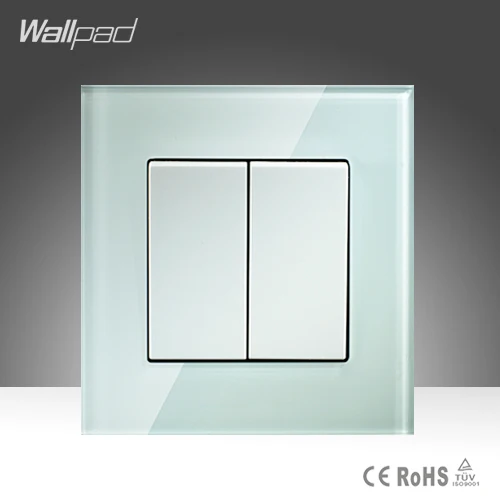 

2 Gang 1 Way Wallpad Crystal Glass UK EU Standard Push Button Light Wall Switch