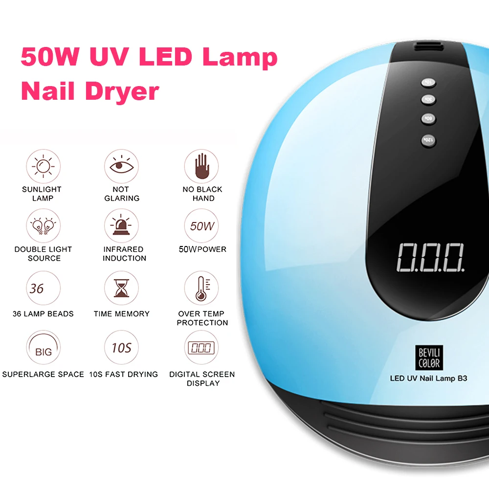 50 Вт красочная УФ светодиодная лампа Manucure 36leds машина UV Ongle Сушилка для ногтей