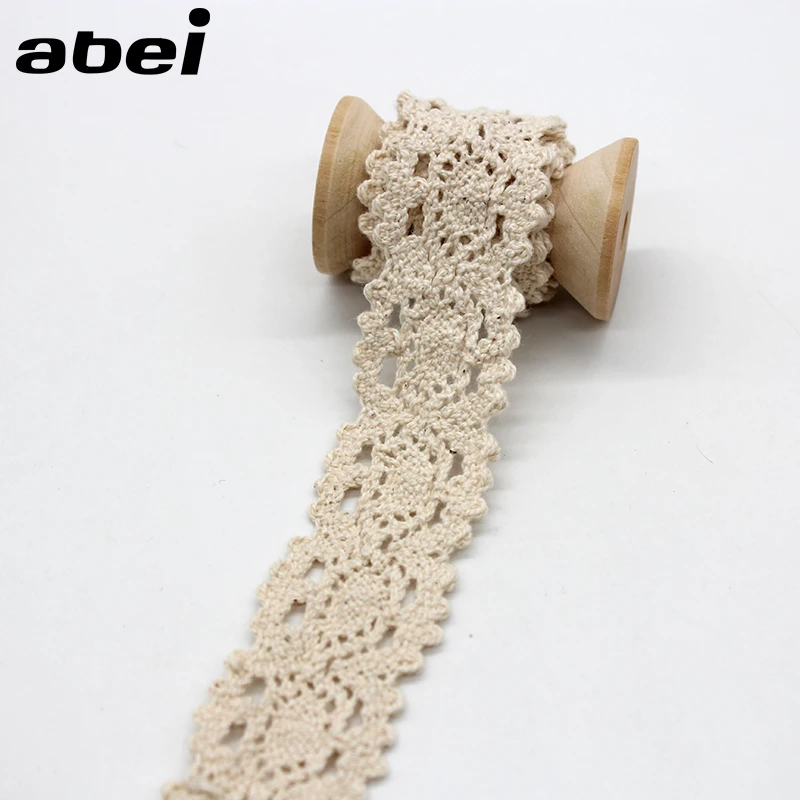 Хлопчатобумажная кружевная лента трикотажная бежевая для шитья аксессуары