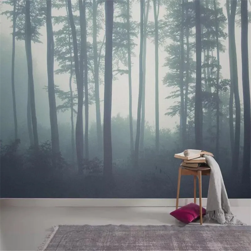 

Seamless wallpaper Misty jungle background wall