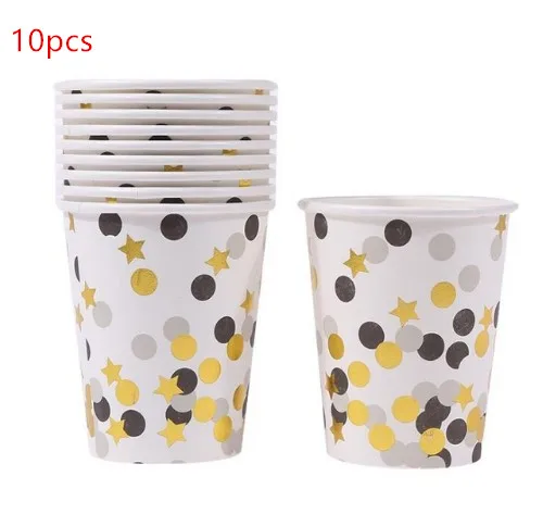 Black Cup 10pcs 1 упаковка, черная Золотая бумага со звездами, вечерние салфетки из натурального дерева, бумажные салфетки для свадьбы, дня рождения, товары для украшения дома - Цвет: Black Cup 10pcs