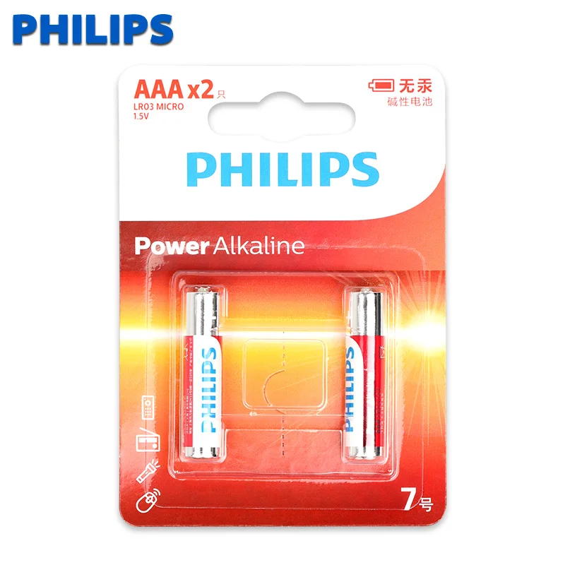 Philips 2pcs Высокая емкость 1 5 v сухие щелочные батарейки сильная Взрывозащищенная