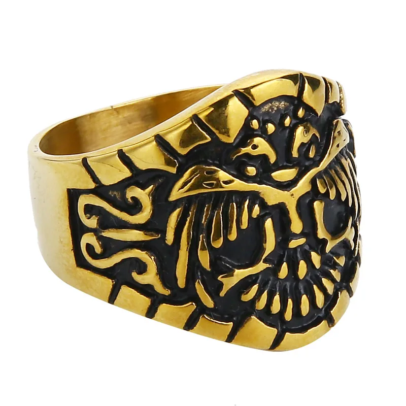 Valily Gold Eagle Кольцо Панк Винтаж нержавеющая сталь крутое кольцо байкера для мужчин ювелирные изделия Рождественский подарок