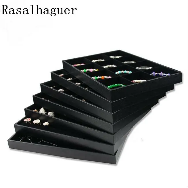 

PU Frame Edage and Wrapped Velvet Jewelry tray Rings Box Earrings Case Necklaces Storage Pendats Holder Bracelets Stand