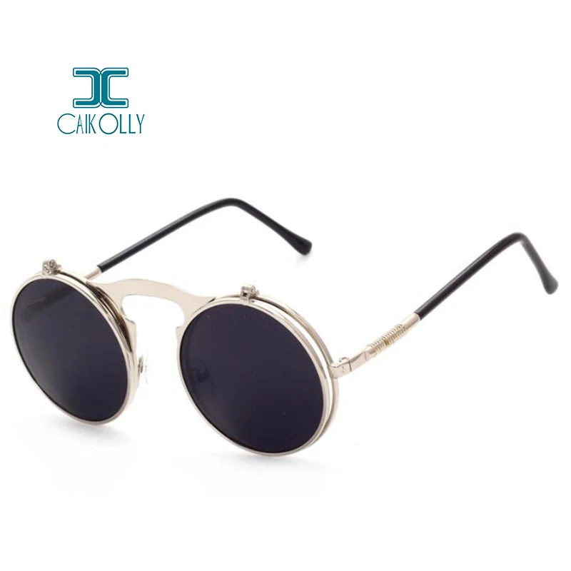 Винтажные круглые солнцезащитные очки в стиле панк из металла OCULOS de sol wo Для