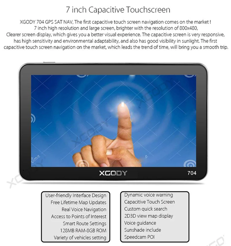 XGODY 704 7 дюймов Автомобильный gps навигатор FM Bluetooth AVIN Sat Nav грузовик навигатор gps камера заднего вида Россия Европа карта автомобиль