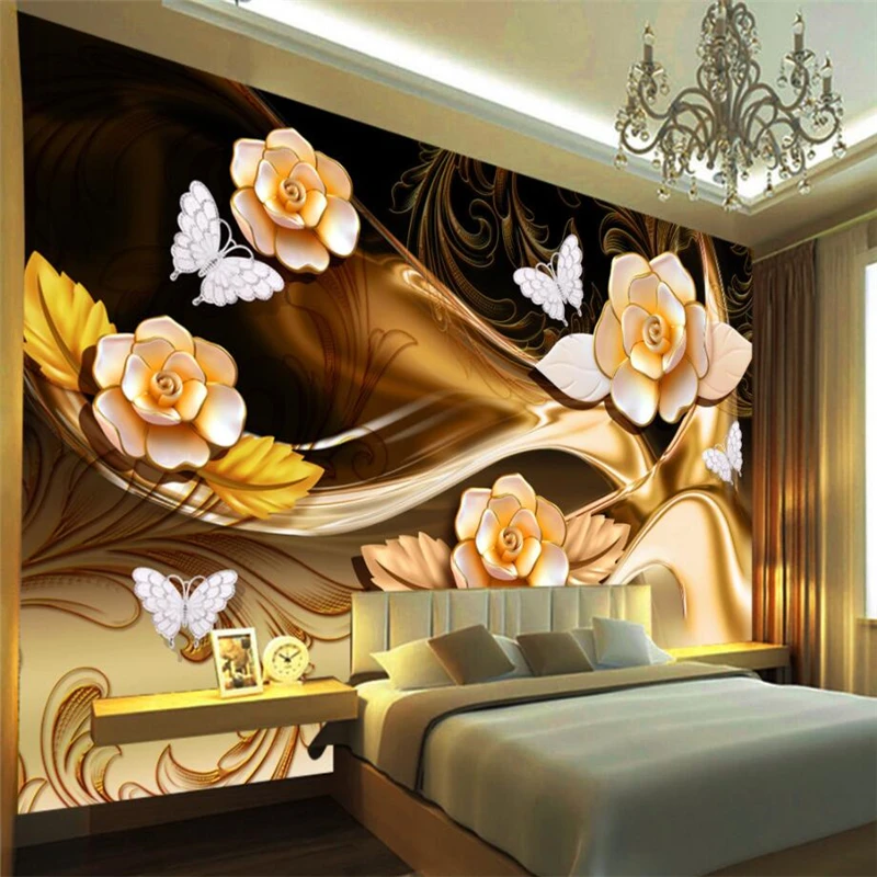 

beibehang Wallpaper custom living room bedroom new exquisite three-dimensional jewelry mural background wall home decoration