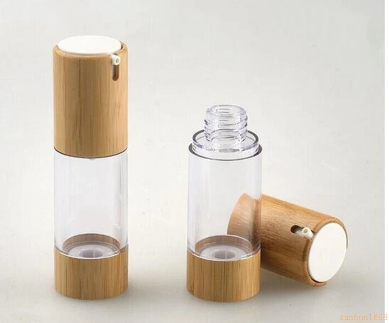

Высококачественная окислительная бамбуковая Вакуумная бутылка для лосьона 30 мл прозрачная как бутылка для лосьона #577