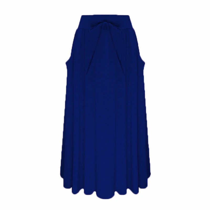 Blue 2 7 цветов, осень, модные женские длинные юбки, плиссированные, макси, для женщин, для девушек, эластичная, высокая талия, повседневная, свободная, Однотонная юбка, Женская юбка - Цвет: Blue 2