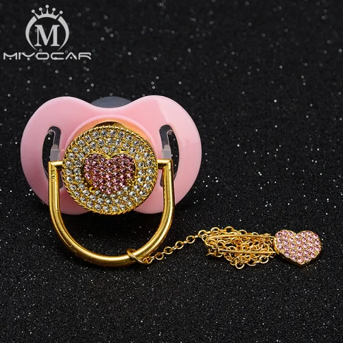 MIYOCAR/ цена, 10 шт., блестящие стразы, детская белая соска/соски/пустышка/cocka/chupeta, подарок для ребенка - Цвет: 6M to 18M heart