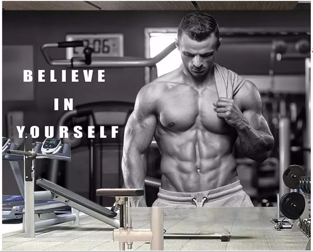 

Custom photo 3d wallpaper Fitness men and women muscles exercise wall decor living room 3d wall murals wallpaper for walls 3 d