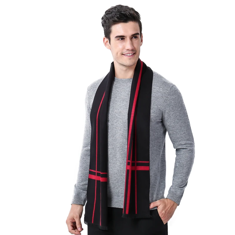 FS зимний теплый шерстяной кашемировый мужской шарф длинный модные