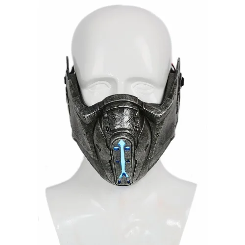 As Shown X-COSTUME Mortal Kombat Sub Zero маска игра косплей аксессуары реквизит серая Смола половина лица маски вечеринка Хэллоуин маска с светильник - Цвет: As Shown