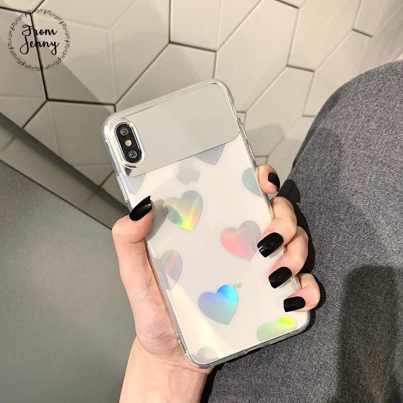 От Jenny Girly Heart макияж зеркало для iPhone x xr xs max 6 6s 7 8 Plus цвет прозрачный силиконовый