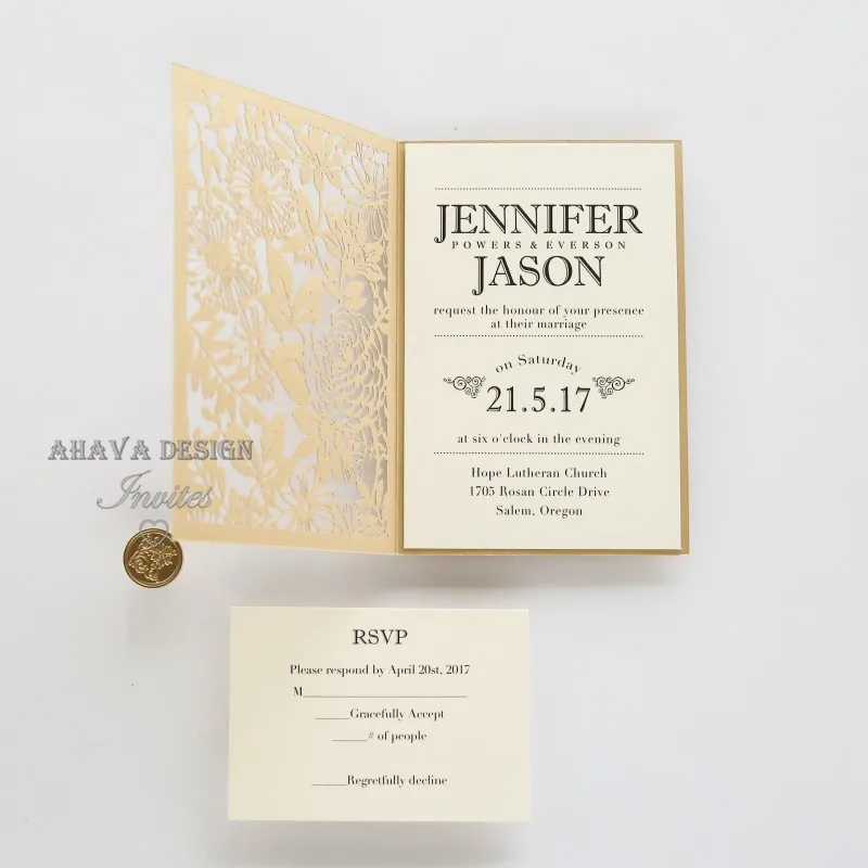 Золотая лазерная резка конверты для свадебных приглашений | Дом и сад