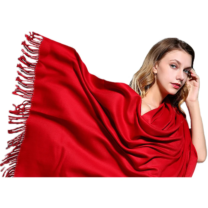 Женский кашемировый шарф FS однотонный теплый длинный с кисточками зимний 2018|echarpes