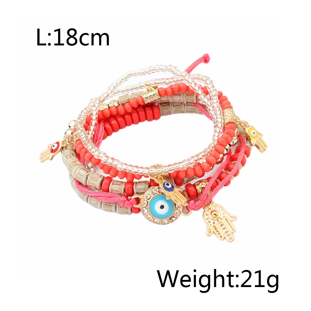 Lureme богемные бусины многониточный хамса руки сглаза шармы растягивающийся