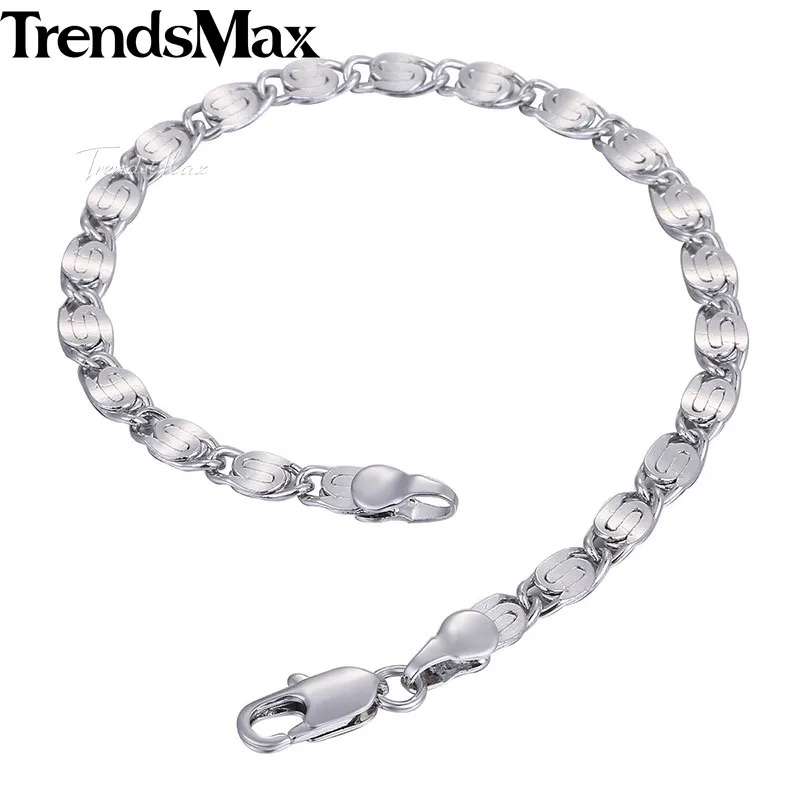 Trendsmax 585 розовое золото цвет: желтый, белый Золотое покрытие женский браслет цепочка с улиткой 4 мм 18 см 20 см 23 см GB263A