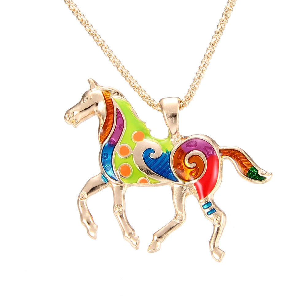 Lureme Fashion Colorful Animal Horse Necklace Pendant Dangle Earrings Jewelry Set for Women Girls (js000698) | Украшения и