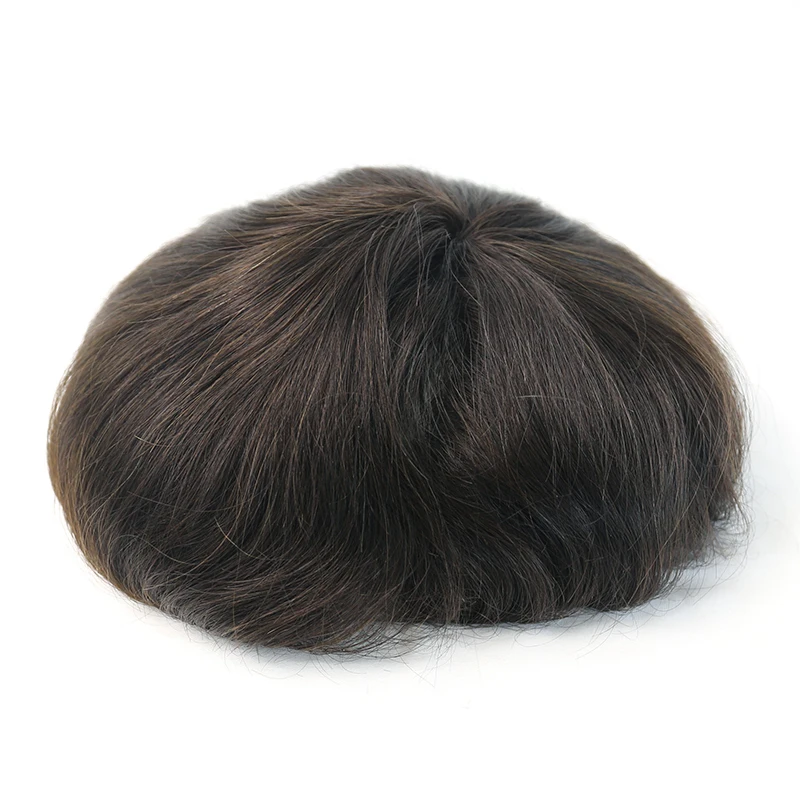 Прочный мужской парик из тонкой кожи натуральный Европейский Реми искусственная