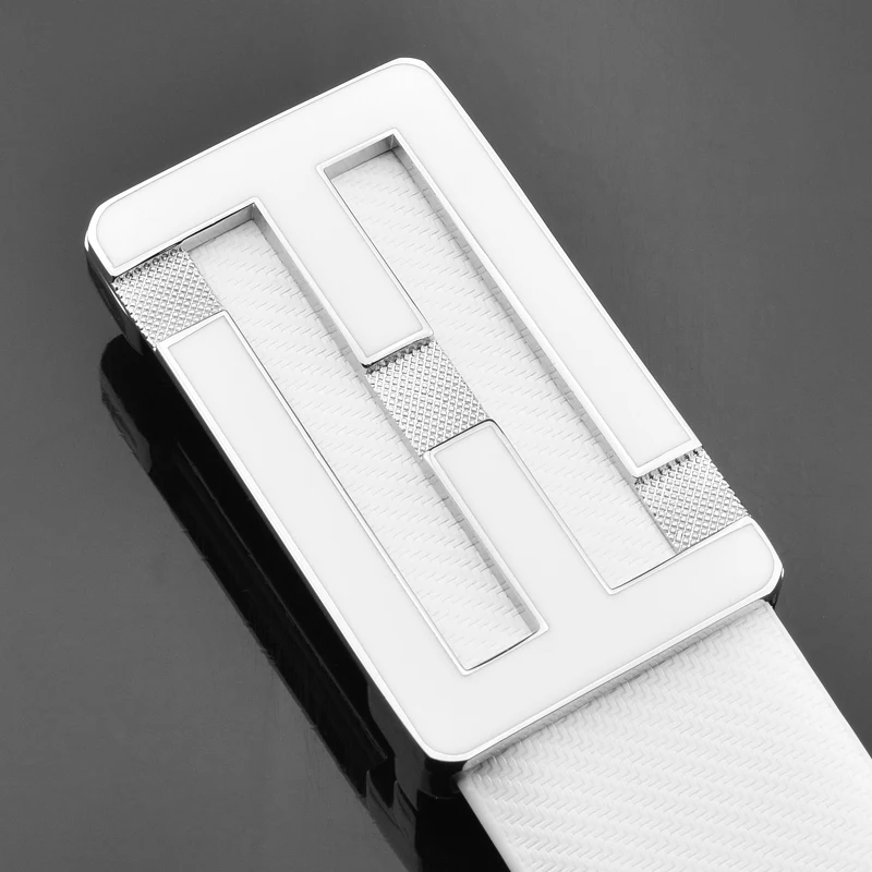 F letter buckle High Quality golden belt men fashion Personality luxury strap genuine leather white ceinture homme | Аксессуары для