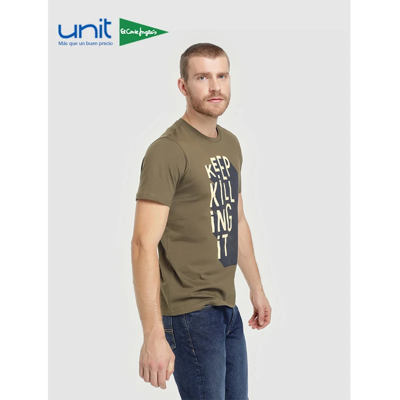 Простая футболка для мужчин с принтом на передней части Материал хлопок короткий