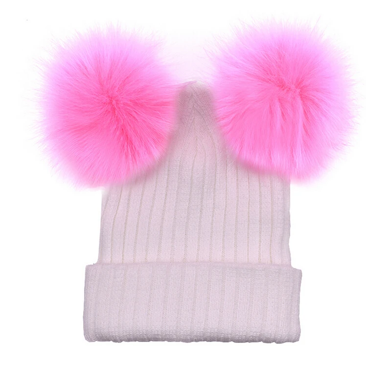 white and pink 1 шт., шапка, женская зимняя шапка s, шапки для женщин с рожками дьявола, милые вязаные шапочки, теплые шапки и кепки, шапка, Homme Gorro - Цвет: white and pink