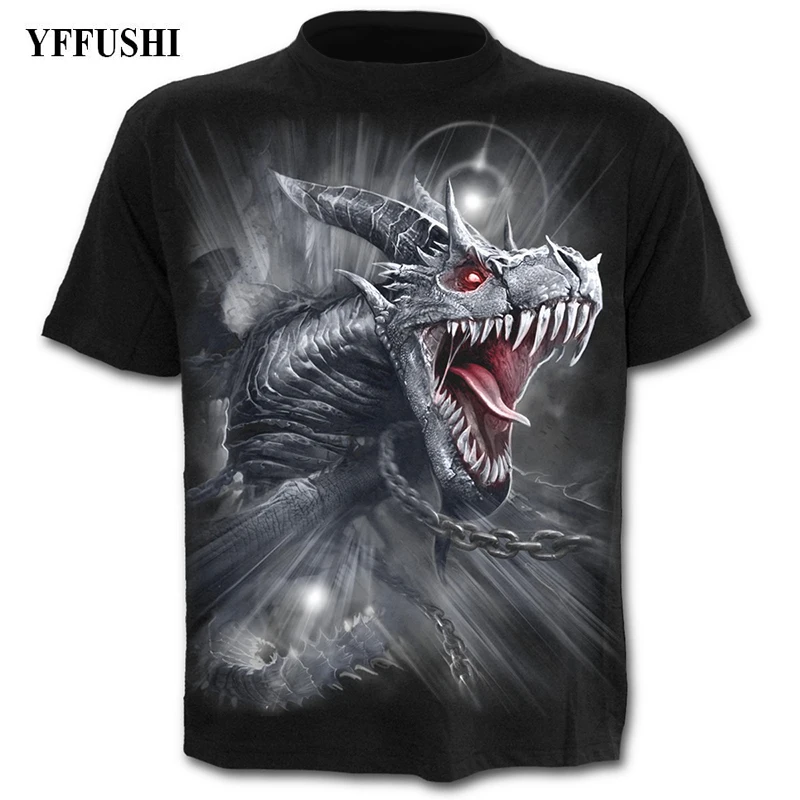 

YFFUSHI Male 3d T shirt Hot Sale Dragon Print T shirt Summer Cool Hip Hop Tees Plus Size XXS-6XL Hot Sale Black T shirt Men