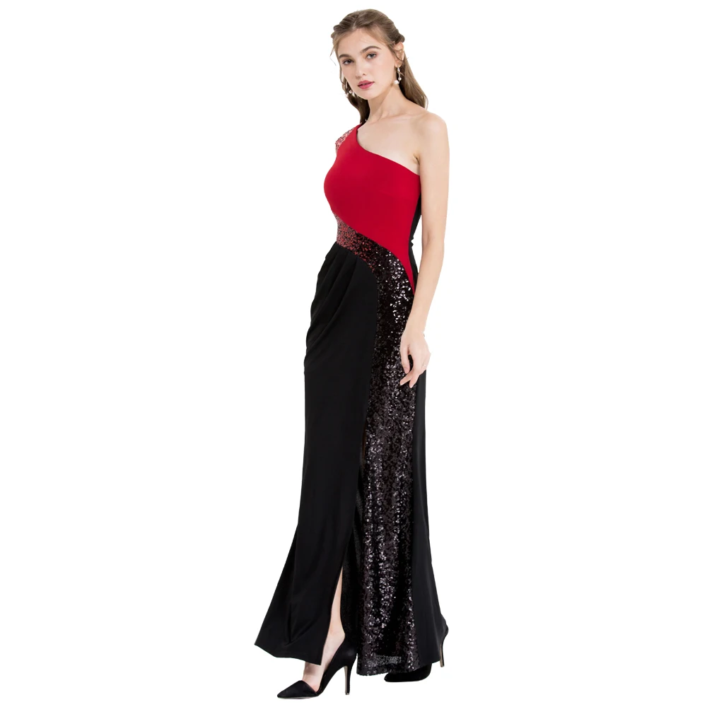 Женское вечернее платье с одним плечом Angel fashions длинное плиссированное