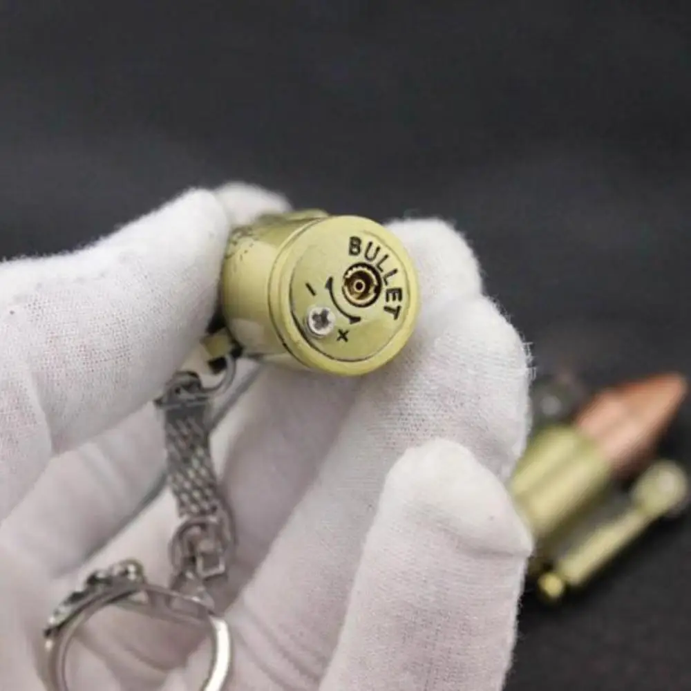 Голубое пламя ветрозащитная зажигалка Металл Газ с брелок для прямого удара пули