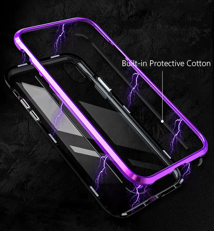 Магнитный металлический адсорбционный чехол для iPhone11pro max XR, роскошный Ультратонкий чехол из закаленного стекла для iPhone XS max, противоударный